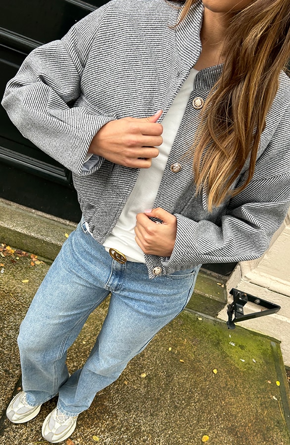 Gemeleerde Bomber Jacket Grijs – shoparchief, foto 6