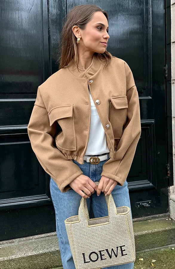 Gemeleerde Bomber Jacket Camel – shoparchief, foto 6