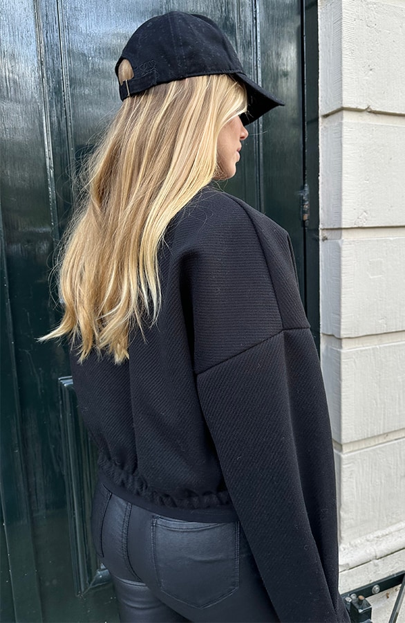 Gemeleerde Bomber Jacket Zwart – shoparchief, foto 5