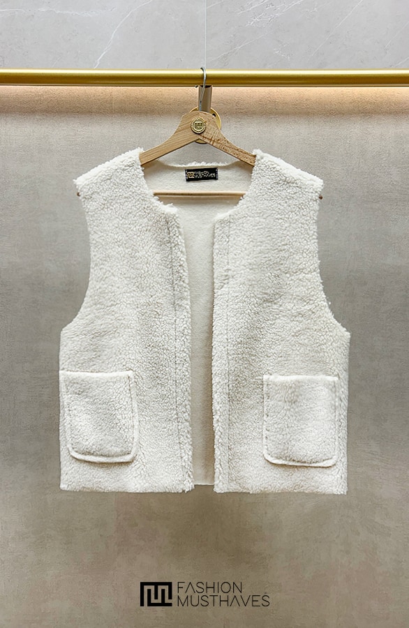 Gilet Pocket Teddy Light Beige – vesten, foto 6