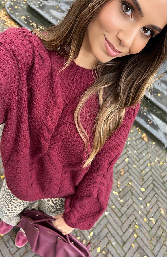Kabel Trui Burgundy – shoparchief, foto 9