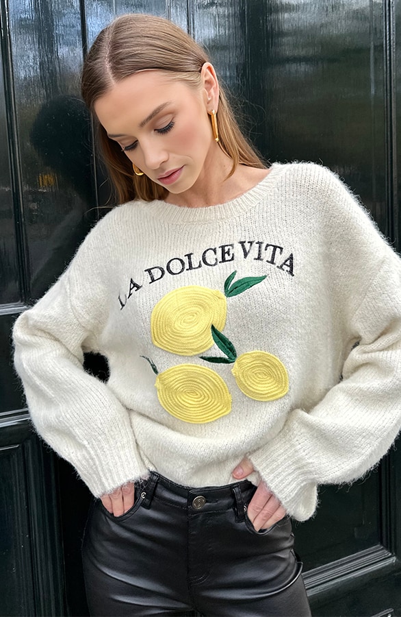 La Dolce Vita Lemon Trui Beige – shoparchief, foto 3