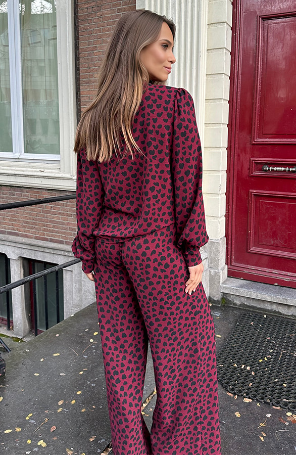 Mila Pantalon Cheetah Burgundy Regular – shoparchief, foto 3