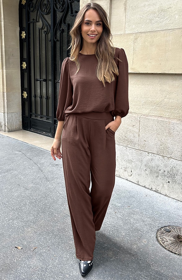 Mila Puff Sleeve Top Choco – shoparchief, foto 9