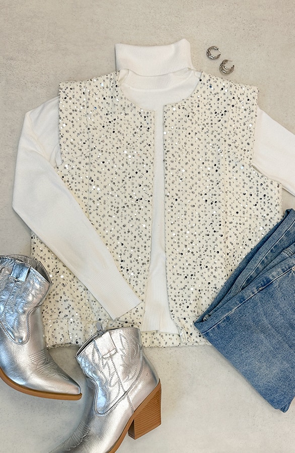 Pailletten Gilet Ecru – shoparchief, foto 6