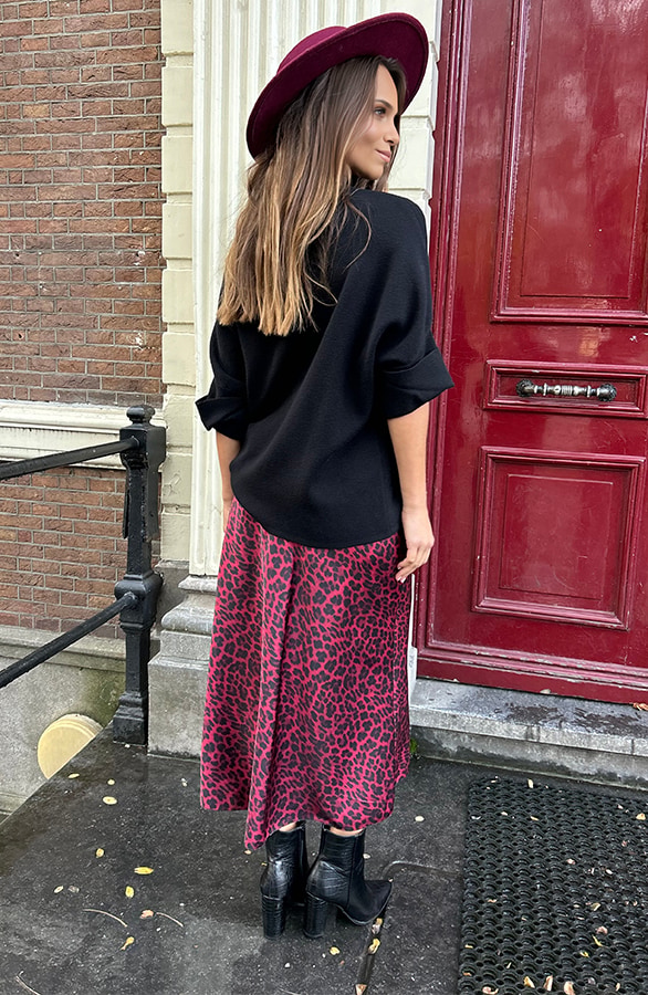 Silk Skirt Leopard Burgundy – shoparchief, foto 2