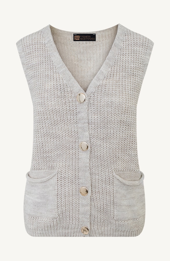 Sleeveless Cardigan Beige, Shoparchiv