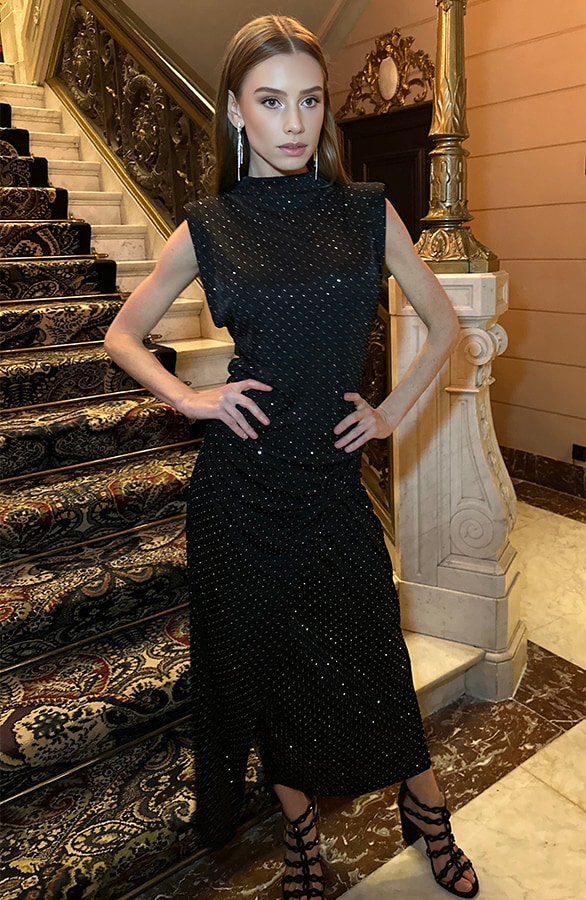 Strass Overslag Mesh Rok Zwart – shoparchief, foto 5