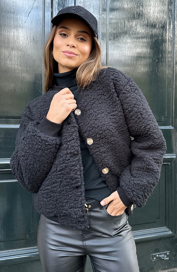 Teddy Knopen Bomber Zwart – shoparchief