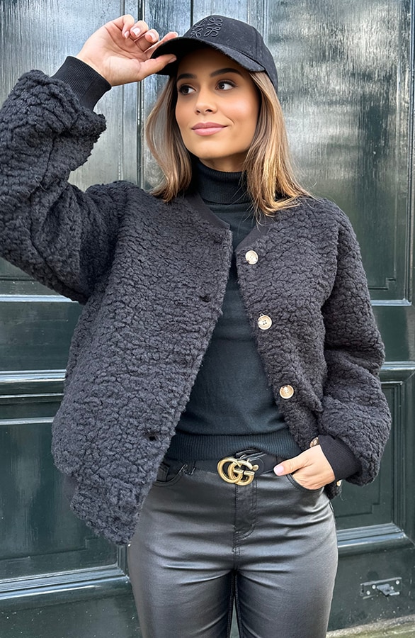 Teddy Knopen Bomber Zwart – shoparchief, foto 2