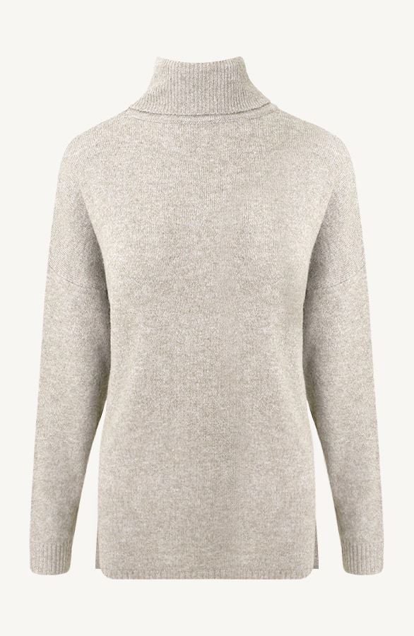 Ultra Soft Oversized Coltrui Met Split Beige – shoparchief