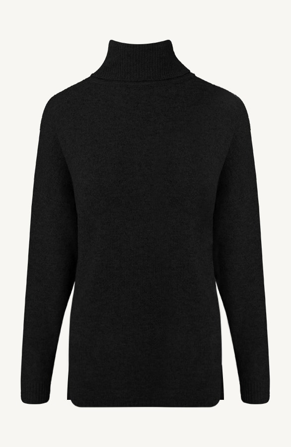 Ultra Soft Oversized Coltrui Met Split Zwart – shoparchief