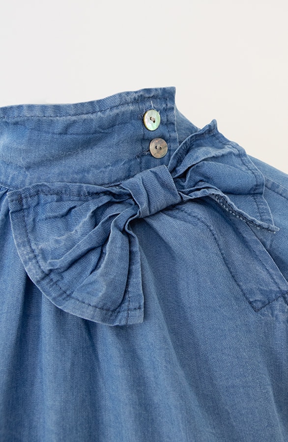 Bow Denim Bluse Puffärmel, Blusen, Foto 7