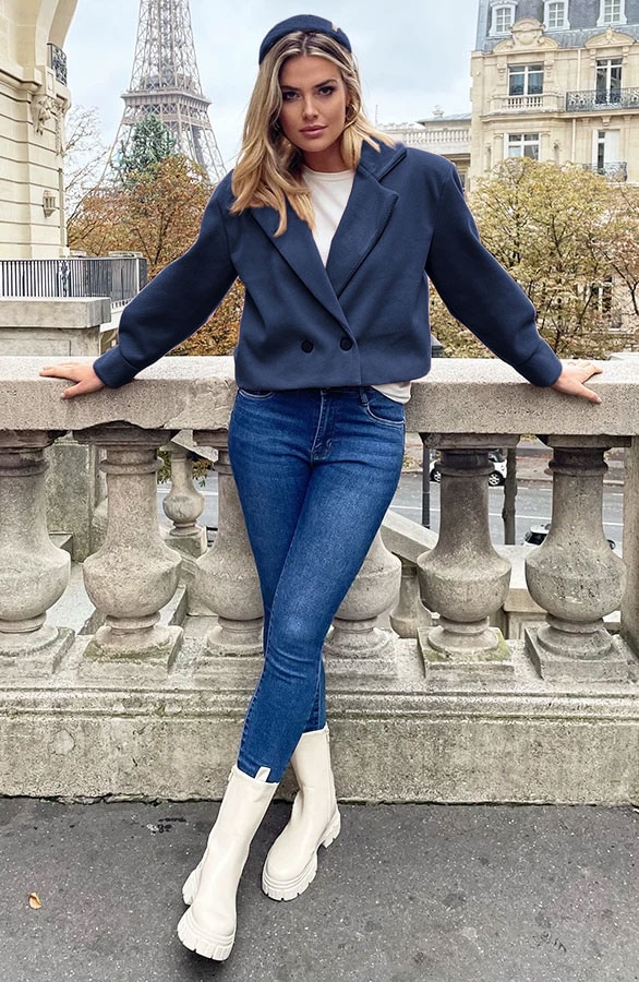 Classy Pofmouw Coat Dark Blue – shoparchief, foto 3