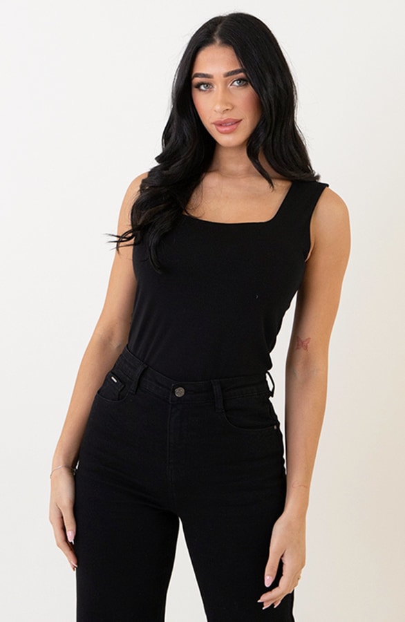Essence Top Square Neck Black – shoparchief, foto 4