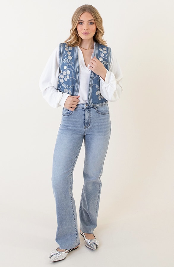 Flower Pailletten Gilet Denim – shoparchief, foto 9