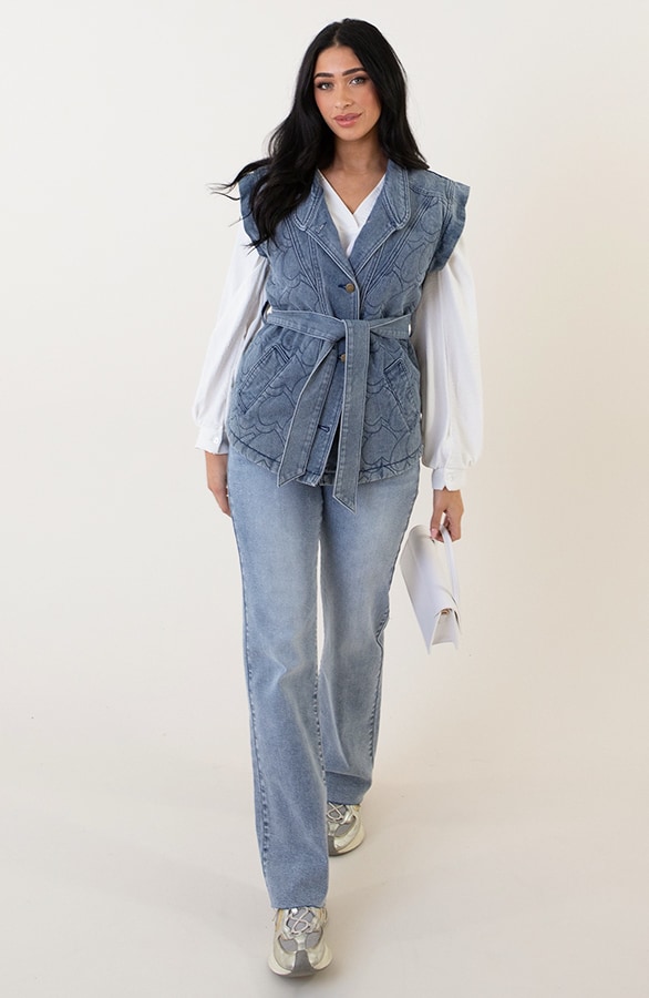 Heart Denim Gilet Met Schouderdetail – shoparchief, foto 4