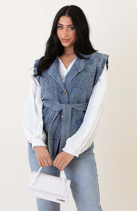 Heart Denim Gilet Met Schouderdetail – shoparchief, foto 3
