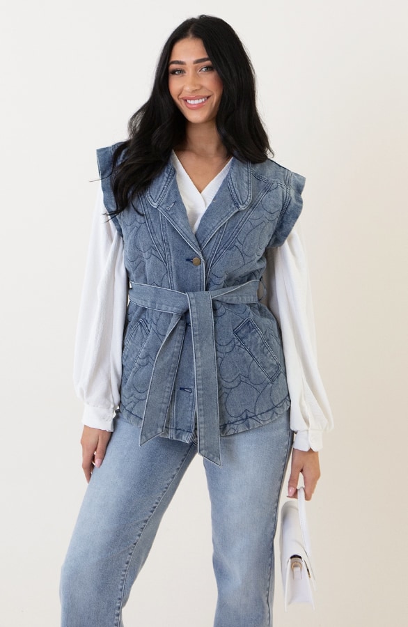 Heart Denim Gilet Met Schouderdetail – shoparchief