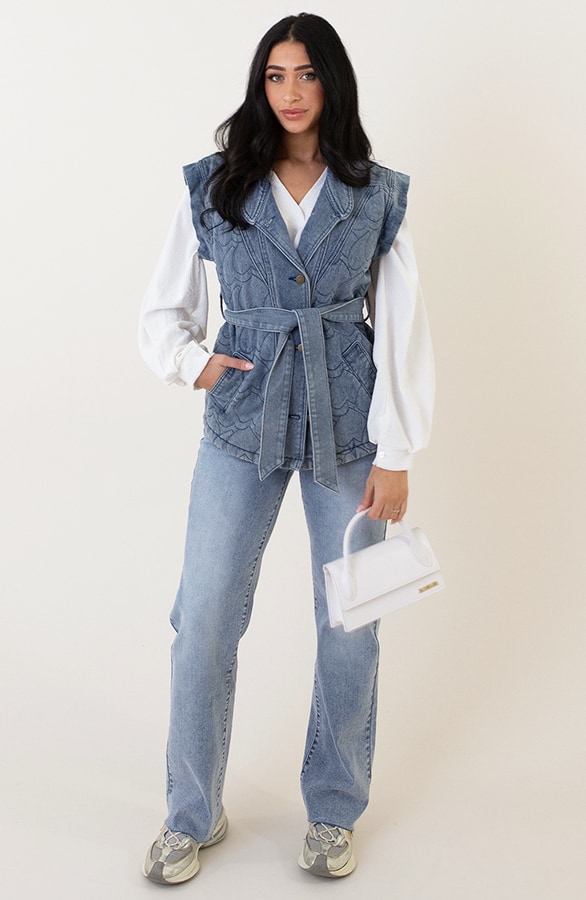 Heart Denim Gilet Met Schouderdetail – shoparchief, foto 6