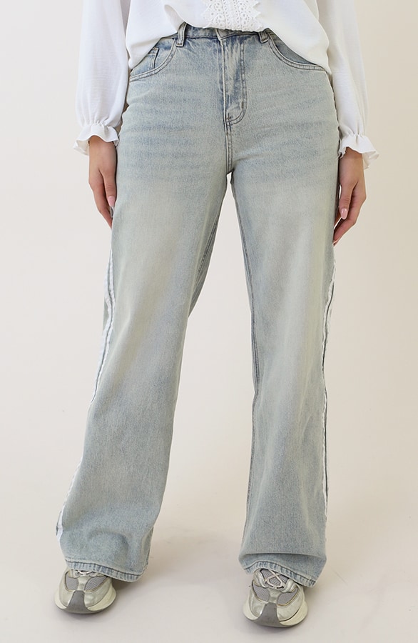 High Waist Denim Jeans mit Paspel Light Blue, Shoparchiv, Foto 3