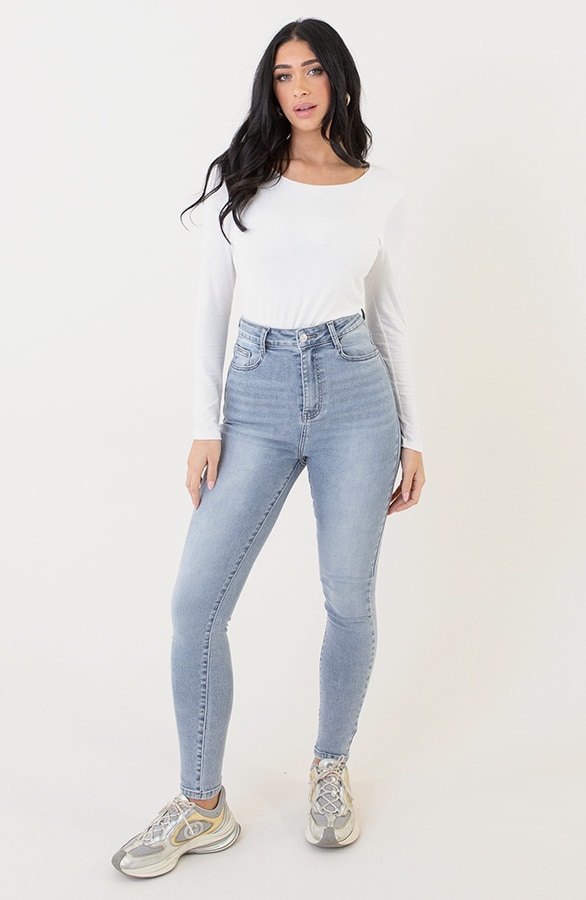 High Waist Stretch Skinny Jeans Blue FMH – spijkerbroeken, foto 8