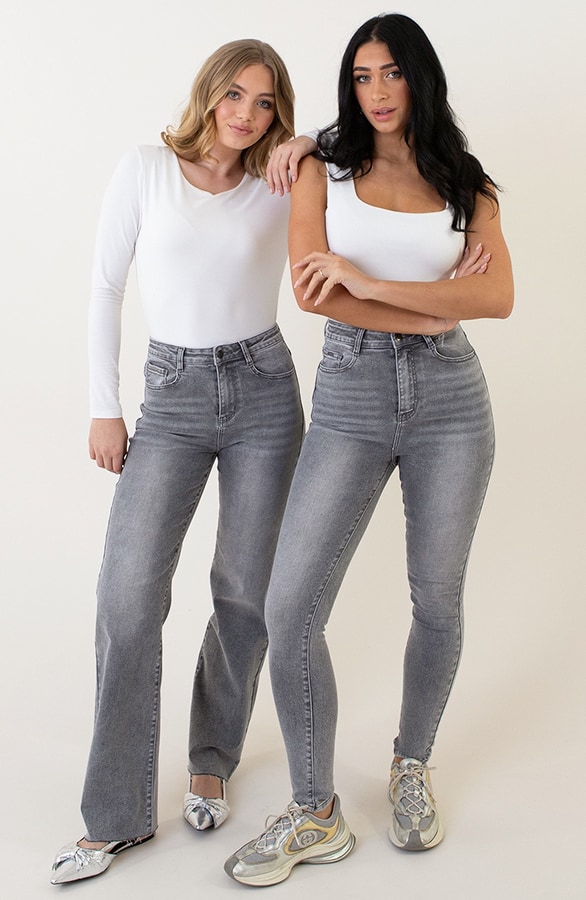 High Waist Stretch Skinny Jeans Grey FMH – spijkerbroeken, foto 13