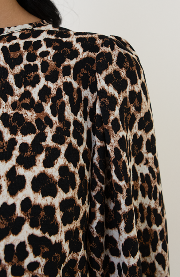 Mila Blouse Long Sleeve Leopard Zwart – shoparchief, foto 6