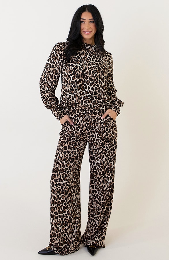 Mila Blouse Long Sleeve Leopard Zwart – shoparchief, foto 7