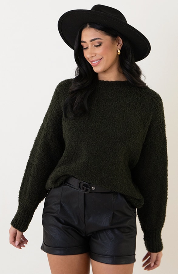 Oversized Boucle Sweater Army – shoparchief