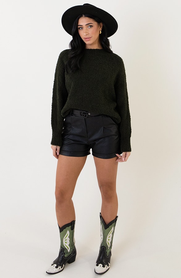 Oversized Boucle Sweater Army – shoparchief, foto 4
