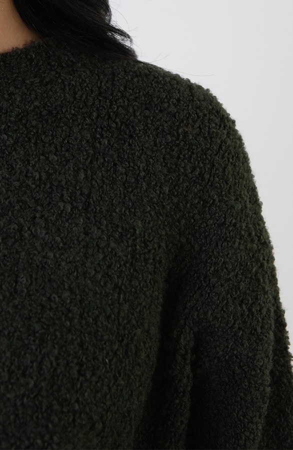 Oversized Boucle Sweater Army – shoparchief, foto 5