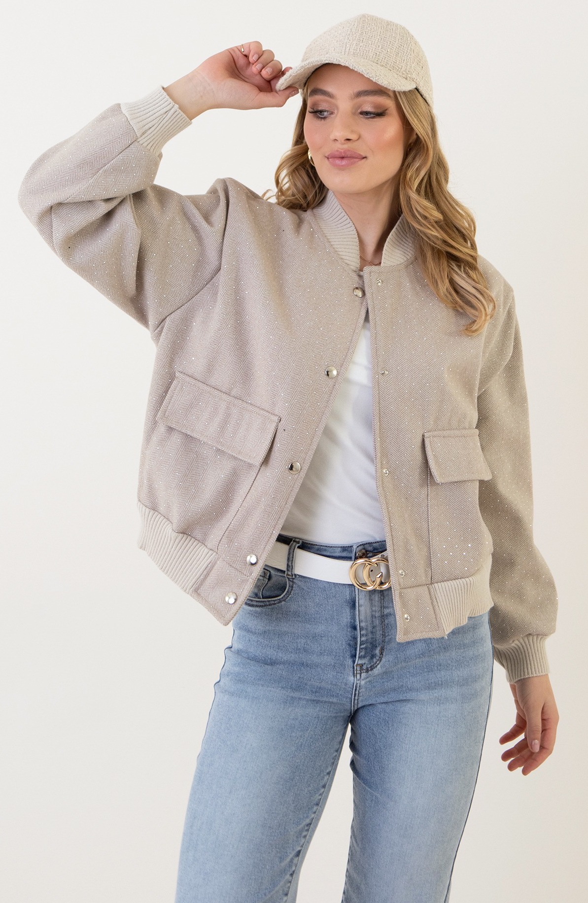 Soft Bomberjacket Strass Beige – shoparchief
