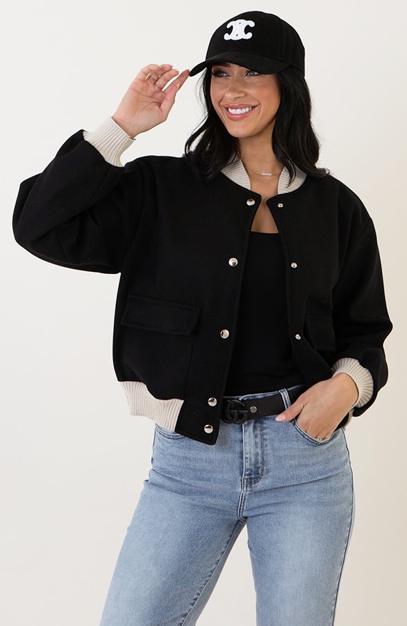 Soft Bomberjacket Zwart Beige – shoparchief