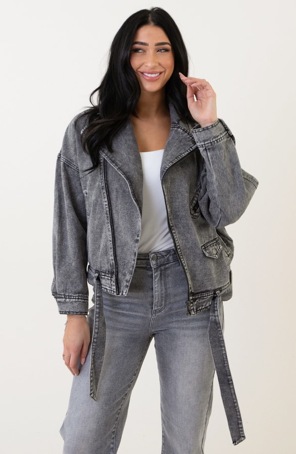 Strap Denim Jacket Grijs – shoparchief, foto 3