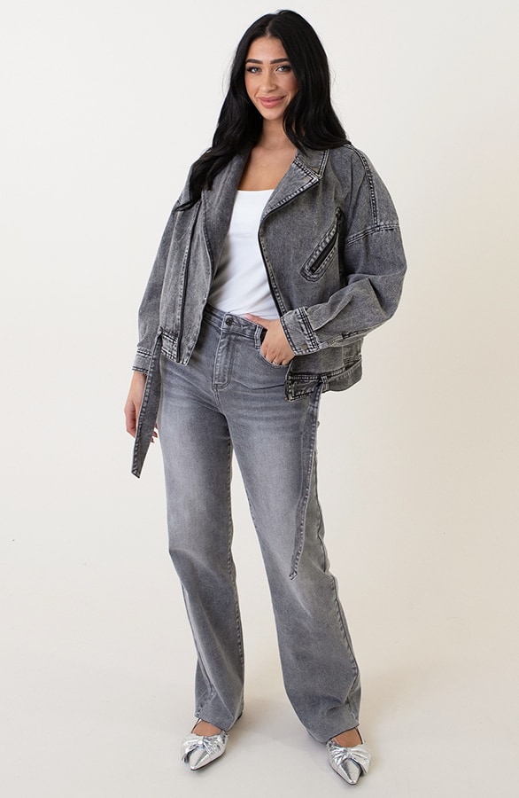 Strap Denim Jacket Grijs – shoparchief, foto 4