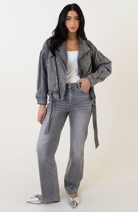 Strap Denim Jacket Grijs – shoparchief, foto 5