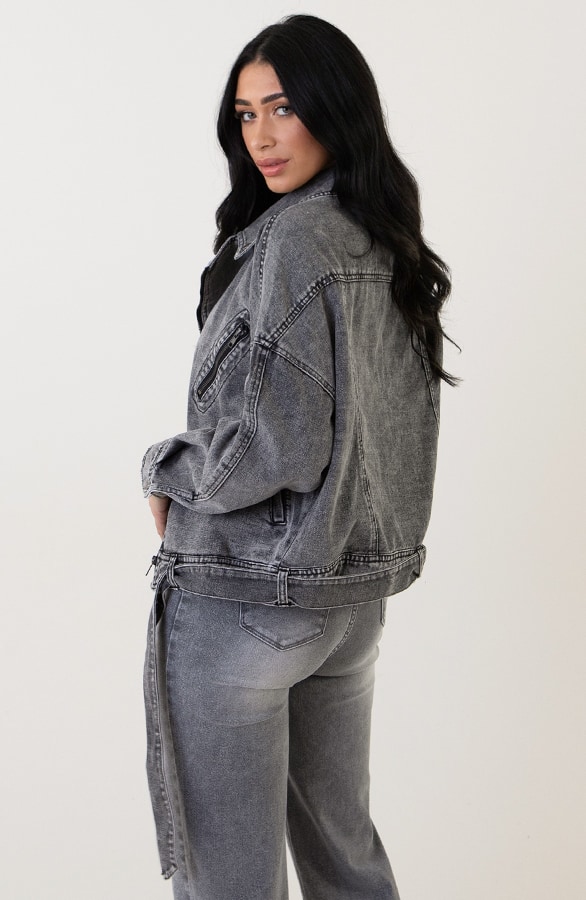 Strap Denim Jacket Grijs – shoparchief, foto 2