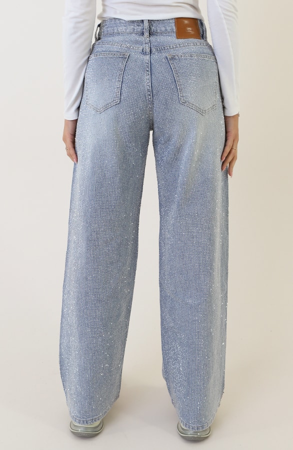 Strass Denim Jeans Wide Leg – shoparchief, foto 4