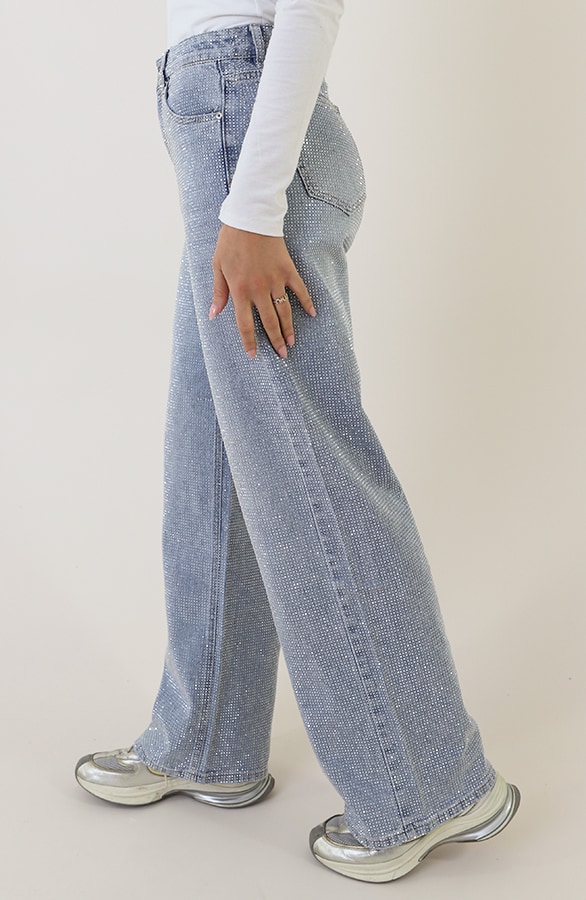 Strass Denim Jeans Wide Leg – shoparchief, foto 2
