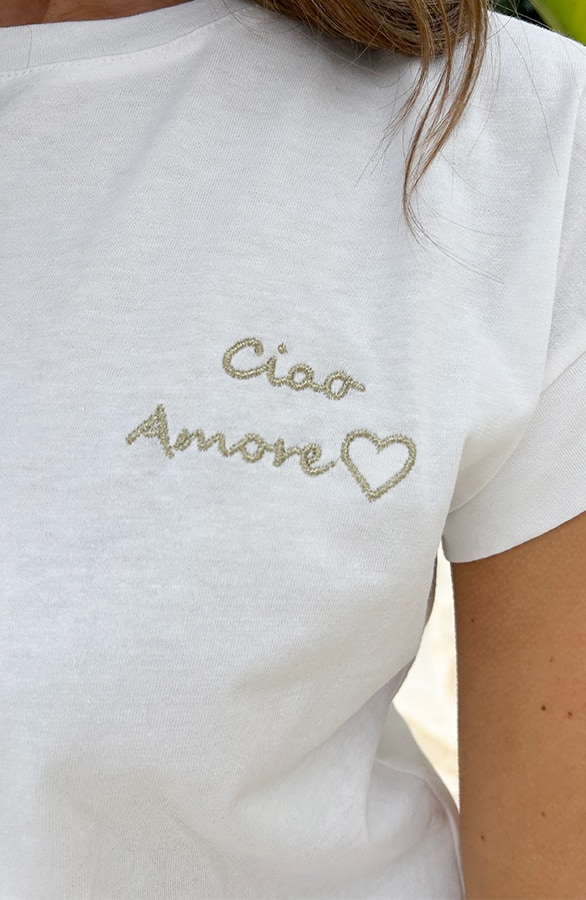 Ciao Amore T-Shirt Wit Goud – shoparchief, foto 5