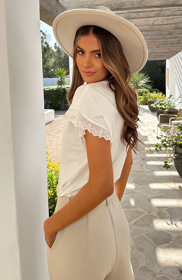 Amour Top Embroidery Mouw Ecru – tops, foto 4