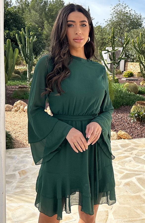 Atelier Ruffle Dress Smaragd – shoparchief, foto 4