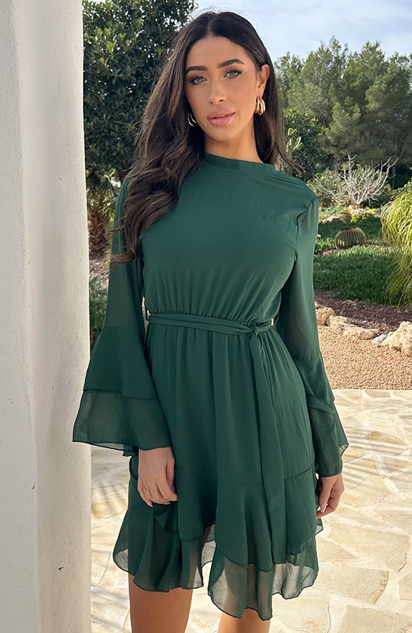 Atelier Ruffle Dress Smaragd – shoparchief, foto 3