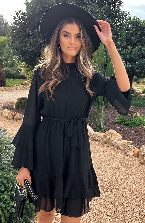 Atelier Ruffle Dress Zwart – jurken, foto 6