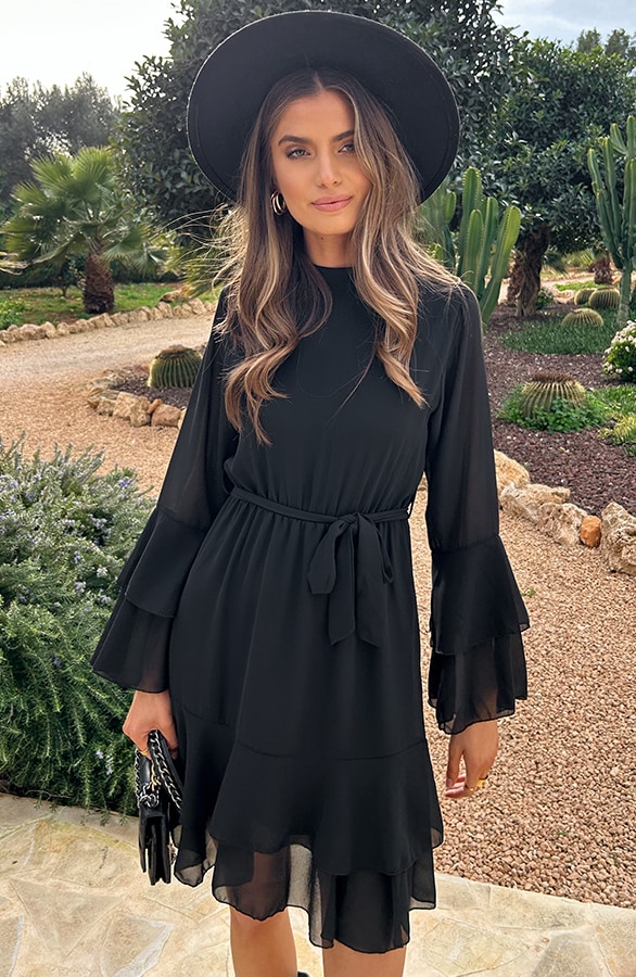 Atelier Ruffle Dress Zwart – jurken, foto 4