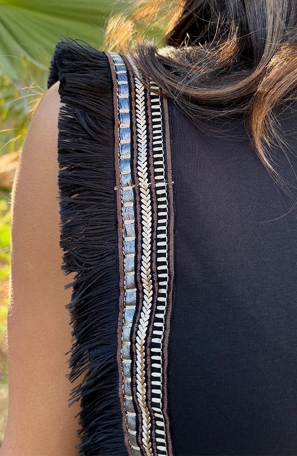 Bohemian Fringe Top Zwart – shoparchief, foto 5
