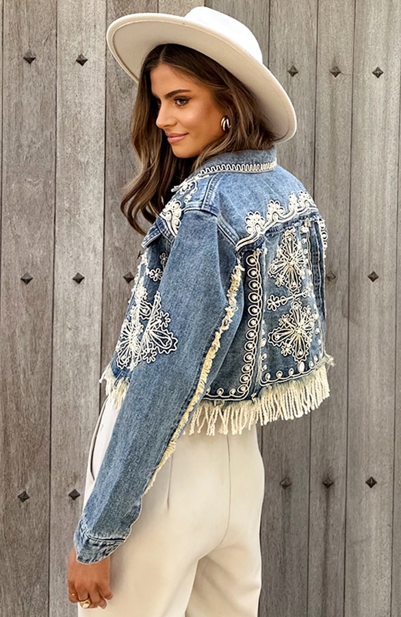 Bohemian Print Denim Jacket – jassen, foto 2