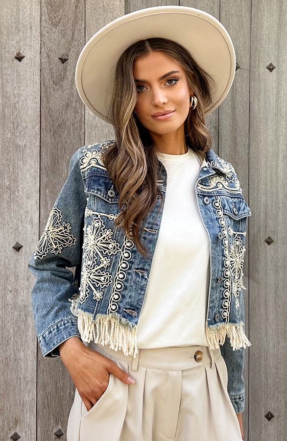 Bohemian Print Denim Jacket – jassen, foto 3