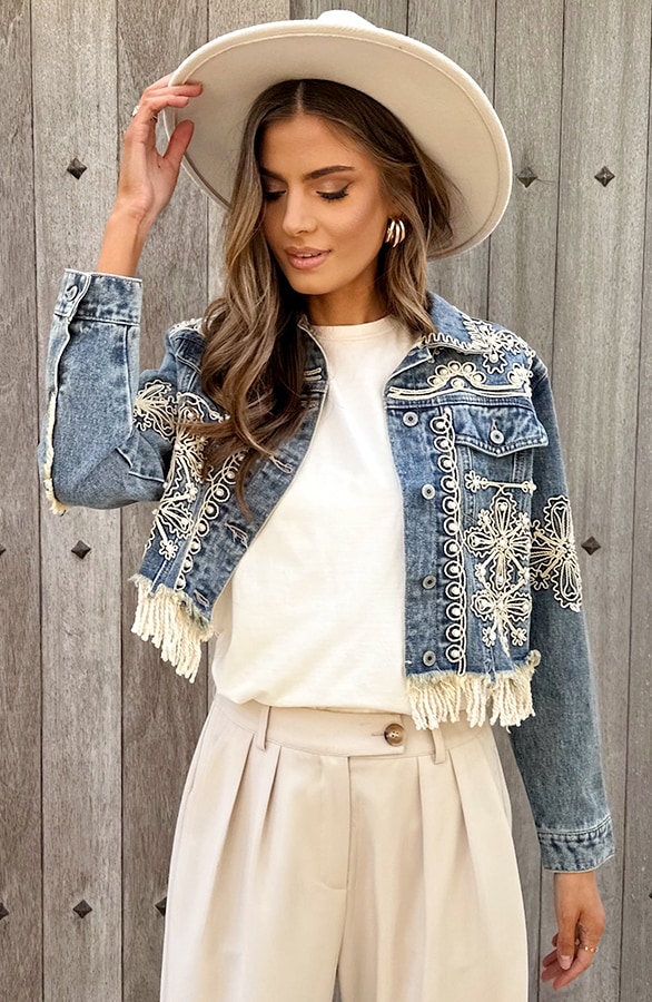 Bohemian Print Denim Jacket – jassen, foto 5